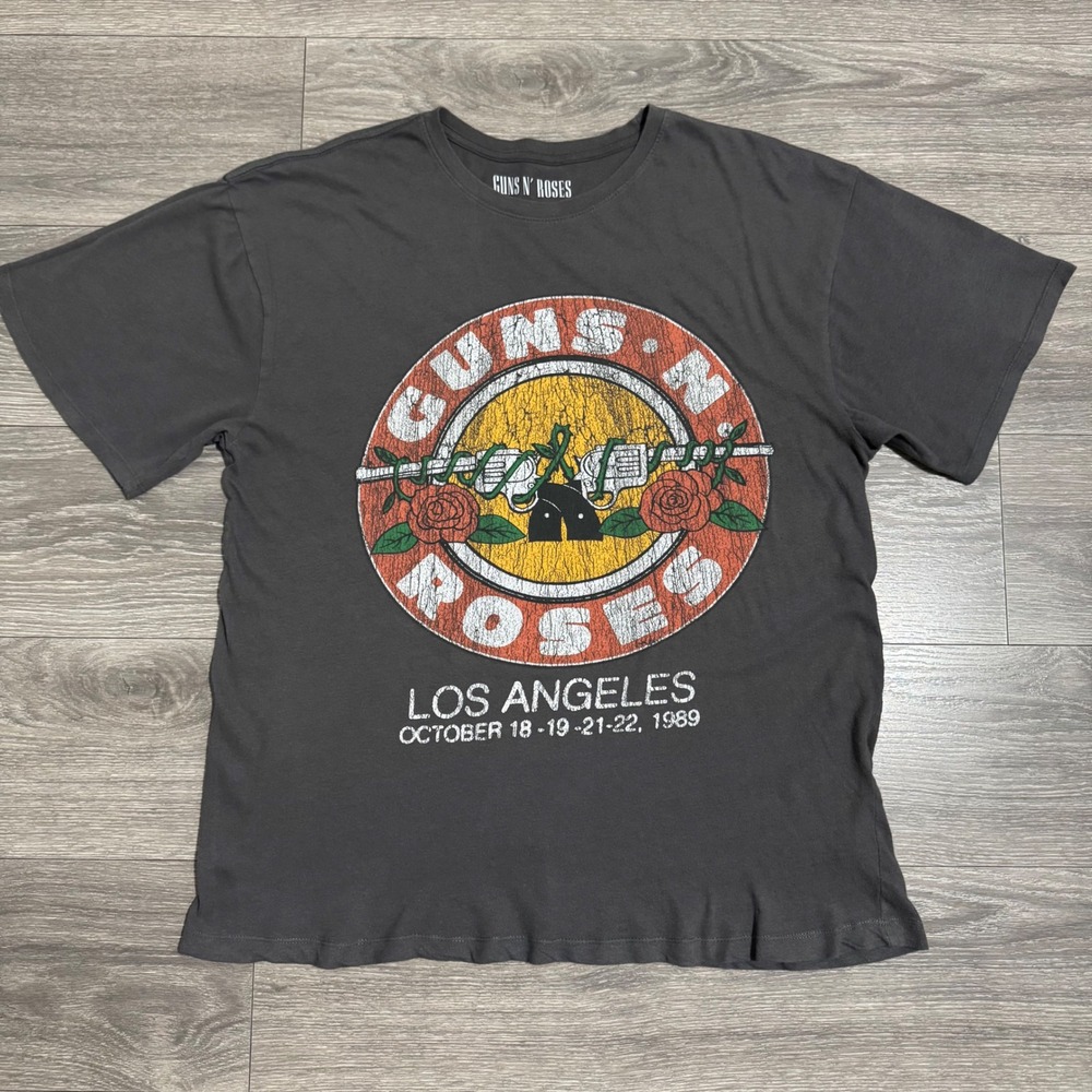 Guns N Roses Los Angeles 1989 Concert Graphic T-Shirt Charcoal Grey L/XL 2021
